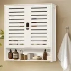 Minimalist White Wood Cupboard Large Bathroom Kitchen Wall Cabinet Storage Unit