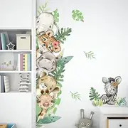 Fanwaoo Jungle Safari Animal Wall Decals Forest Animal Wall Stickers Elephant Zebra Giraffe Decor Sticker for Kids Room Baby Nursery Playroom Living Room