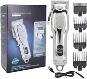Vintage Oil Head Barber， Metal Body Usb Charging Salon Electric Hair Clipper, Men's Lcd Display Baldheaded Hair Clipper for Barbershop Home