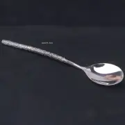 Pure 999 Fine Silver Soup Spoon Solid Flatware Blessing Handle Dinner Spoon/6''L