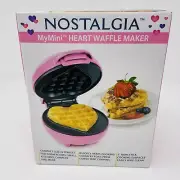 Nostalgia MyMini Heart Waffle Maker Pink 5” Non-Stick Compact Valentine’s Day
