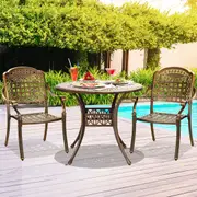 Livsip Outdoor Patio Setting Dining Chairs & Table 3 Piece Bistro Set Cast Aluminum Patio Garden Furniture