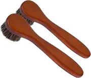 JEWEDECO 2pcs Face Brush Brush Shoe Polish Applicator Wooden Brown