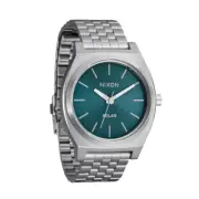 Nixon "Time Teller Solar" Watch (Silver/Dusty Blue) Stainless Steel Analog Watch