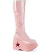 Pleaser Demonia 5" Star Cutout Wedge Knee High Boots Adult Women Dynamite/218