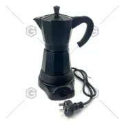 Aluminum Black Electric Moka Coffee Maker Italian Classic Espresso 6 Cups
