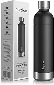 Nordiqo Premium 33 oz Stainless Steel Bottle - Compatible with SodaStream, Aarke, and Philips Soda Makers | No Expiration Date | Dishwasher Safe | Leak Proof | BPA-Free