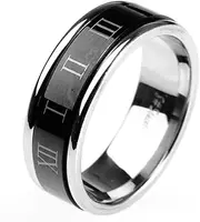 [Generic] Roman Numeral Ring Mens teenager Titanium Steel Band