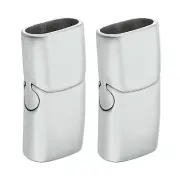 12mm x 6mm Flat Leather Clasps, 2Pcs Steel Clasps for DIY Crafts (Silver)