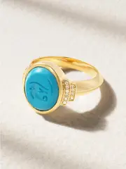 [Sorellina] Sorellina - Eye Of Horus 18-karat Gold, Turquoise And Diamond Ring - 6 6 Blue