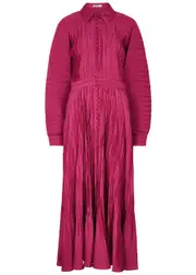 Jonathan Simkhai Indiana Pleated Satin Midi Dress - Pink - 8 8