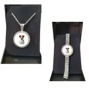 Set Of 2 Jack Russell Dog Pet Silver Colour Bracelet And Necklace And Gift Boxes