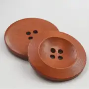 50Pcs Wooden Buttons 34mm 4 Hole Round Wood Sewing Button Craft, Coffee