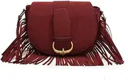 Small Suede Purse Vintage Fringe Saddle Bag for Women Suede Crossbody Purse Trendy Shoulder Bag for Fall 2024