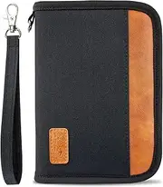 [srdmuph] Passport Holder for Famliy Travel Wallet Passport Wallet Document RFID Blocking Organizer with Zipper Clutch Bag Flight Ticket Credit Cards Men Women, Black, Rfid Blocking Travel Passport Wallet