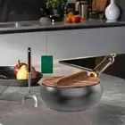 Wok Pan Stir Fry Pan with Wooden Lid
