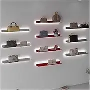 Floating Shelves，Display Shelves，Wall Shelves， Floating Wall Shelves, Aluminum Alloy Illuminated Shelf with LED Ligh Display Shelf for Bookshelf(Red,60x20cm)