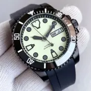 40mm NH36A Automatic Men Watch 20ATM Sapphire Black PVD Fully Luminous Day Date
