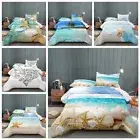 Vast Sea Blue White Shell Conch Beach Starfish Doona Duvet Quilt Cover Bed Set