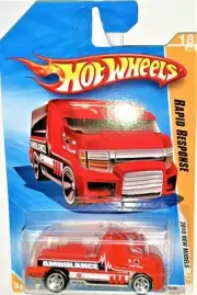 Hot Wheels Rapid Response 2010 New Models #18 Ambulance RED IN PROTECTOR