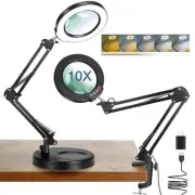 10X Magnifying Glass with Light and Stand, 5 Color Modes Stepless Dimmable 2-...