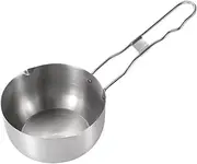 Outdoor Cookware Outdoor Deep Pour Hot Oil Small Pot Pour Oil Sauce Pot Household Frying Pot Picnic Cooker Hiking Mess(Silver)