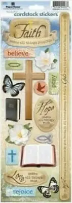 Faith Hope Love Religion Christian Believe Bible Scripture Paper House Stickers