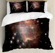 Constellation Duvet Cover Set with Pillow Shams Deep Outer Space Print