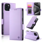 Wallet Case for IPhone 15,Slim Protective Shockproof Case With Card Holder,Premium PU Leather Kickstand-Purple