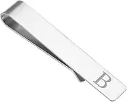 [uxcell] Initial Tie Clip for Men, Stainless Steel Letter B Alphabet Necktie Bar Pinch Clips 26 Letters A-Z with Gift Box for Regular Ties Wedding Father's Day, Silver Tone