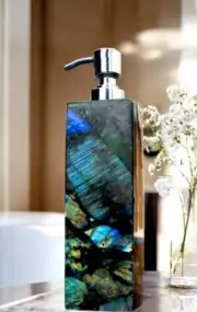5'' Luxury Labradorite Stone Soap Dispenser - Handmade for Exclusive Home Decor
