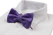 [Zasel] Mens Purple Plain Coloured Bow Tie With White Polka Dots