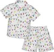 [Caihoyu] Baby-boys Toddler Short Sleeve Button Down Shirt & Casual Shorts Set Toddler Little Boys Outfit Summer Clothes Set