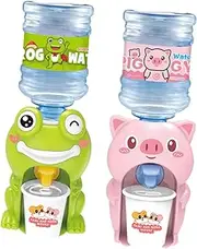 Milisten 2pcs Cartoon Water Dispenser Mini Piggy Frog Fountain for Fun Pretend Play Lightweight Portable Safe Material for Travel Picnic