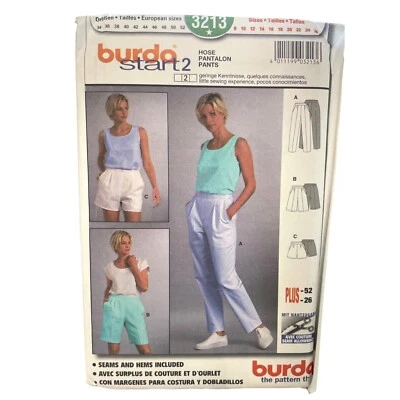 Burda Sewing Pattern 3213 Pants Shorts Misses Size 8-26