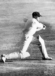 Australias Don Bradman in action against India before retiring hurt Old Photo