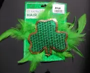 St Patrick Day Feather Sequin Fabric Shamrock Hair clip St Patrick Day Costume
