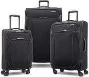 [American Tourister] 4 Kix 2.0 Softside Expandable Luggage with Spinners, Black, 3-Piece Set (20/24/28), 4 Kix 2.0 Softside Expandable Luggage with Spinners