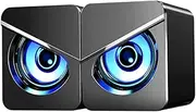 1 Pair USB Computer Speaker Desktop Gaming Audio Soundbar Wired Stereo Office Powered Input Electronic Aux Monitor Speakers Computer Sound Bar Speaker for Notebook Abs Black