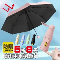 在飛比找momo購物網優惠-【TengYue】抗UV八骨五折迷你晴雨傘(折疊傘 口袋傘 
