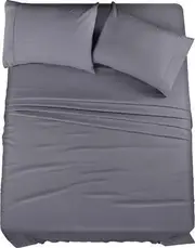 Bedding Sheets Set 4 Piece Bedding Brushed Microfiber Shrinkage and Fade Resistant Easy Care (KING SIZE, Grey)