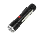 C104 Telescopic Zoom Strong Light Flashlight with Magnet COB Side Light Rechargeable Flashlight for Outdoor Activity Hiking