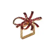Kim Seybert Jeweled Bow Red Napkin Rings, Set Of 4 - NEW!