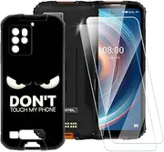 ESACMOT Don't Touch Pattern Case Compatible with Oukitel WP10 + [2 Pack] Screen Protector Tempered Glass, Shockproof Case Cover for Oukitel WP10 (6.67 inch)