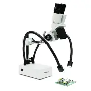 AmScope 20X-40X Compact Fixed-Lens Stereo Boom Microscope + Dual Gooseneck LEDs