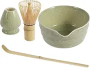 4PCS Elegant Matcha Tea Set - Exquisite Kit With Ceramic Bowl, Whisk Holder, Bamboo Whisk, Scoop, and Tea Steeper (01)