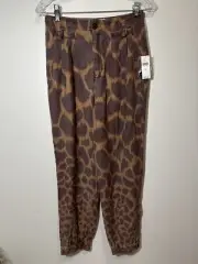 NWT Anthropologie Linen Blend Leopard Print Jogger Pants Size 0 $138