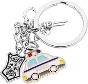 [Beavorty] Police Themed Keychain Pendant for Men Souvenir Key Ring Functional Key Holder for Birthdays Valentine Day Anniversaries Resistant Easy to Carry