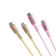 LASER USB-C to USB-C 60W Cable Gold & Pink 2M 2 Pack - CB-BC2GP1-207