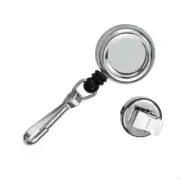 Mini Retractable Badge Reel - Key Chain Pull Clip ID Holder - 1" Silver Chrome